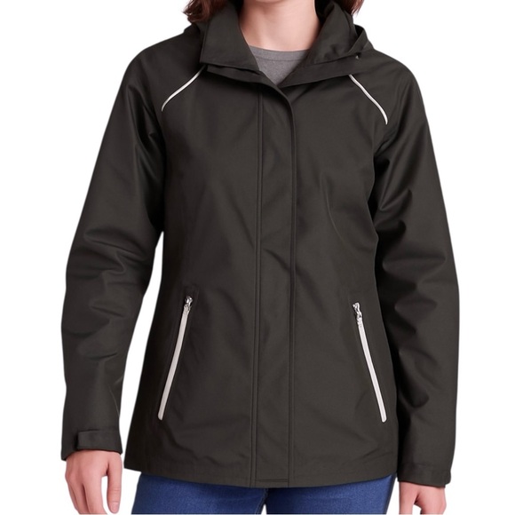 FREE COUNTRY Radiance Black Hooded Jacket Reflective Wind Water Resistant sz XL - Picture 1 of 11